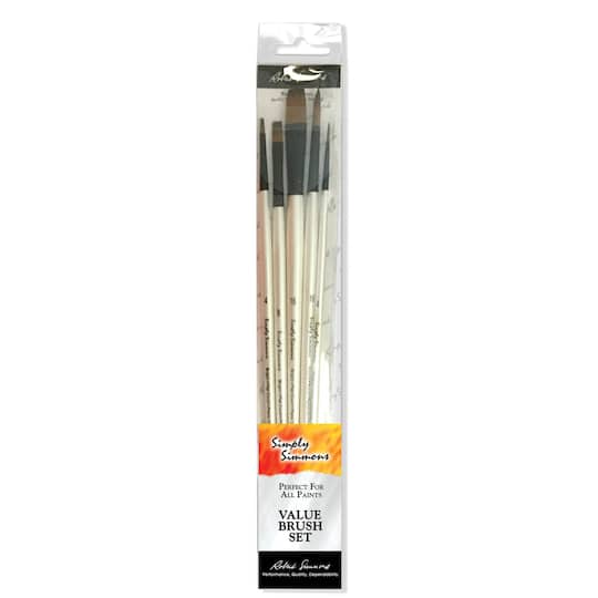 Michaels, Simply Simmons Synthetic Long Handle 5 Piece Brush Set – Category: Brush Sets